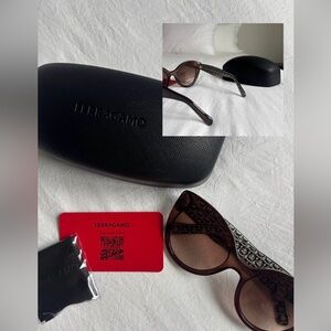 Salvatore Ferragamo Brown Wide Temple Butterfly Sunglasses SF964S
